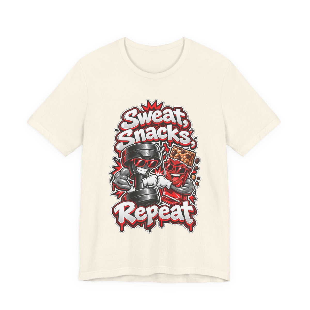 Sweat, Snacks, Repeat Funny Fitness T-Shirt