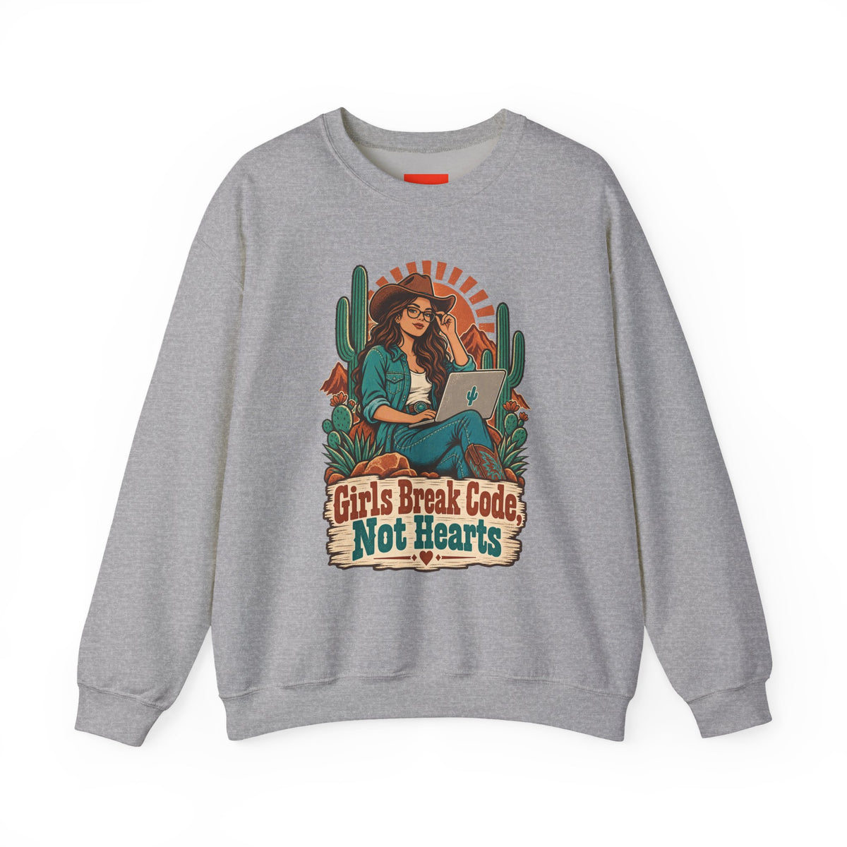 Girls Break Code, Not Hearts Funny Programmer Sweatshirt