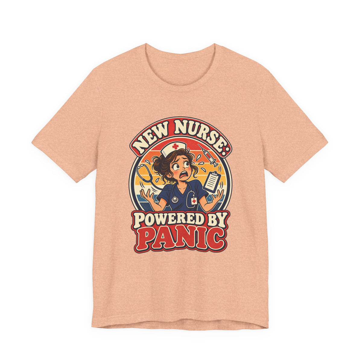 New Nurse: Powered by Panic Funny Nurse Humor T-Shirt