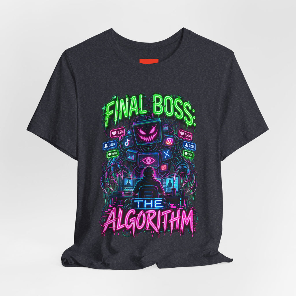 FINAL BOSS: THE ALGORITHM Funny 80s Neon T-Shirt