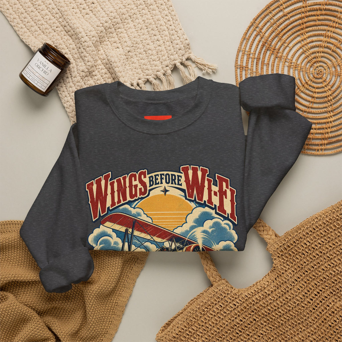 Wings Before Wi-Fi Funny Aviation Sweatshirt