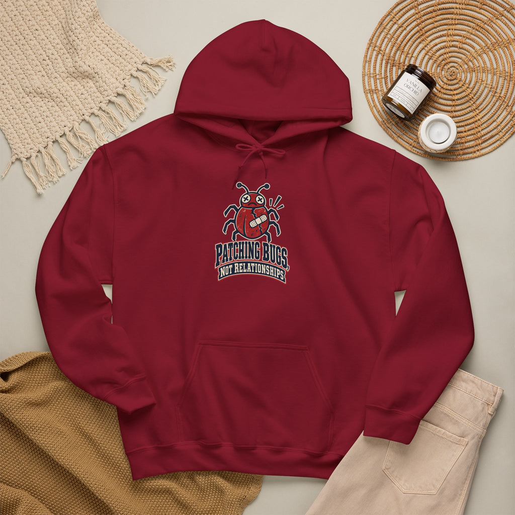 Patching Bugs, Not Relationships Funny Programmer Hoodie