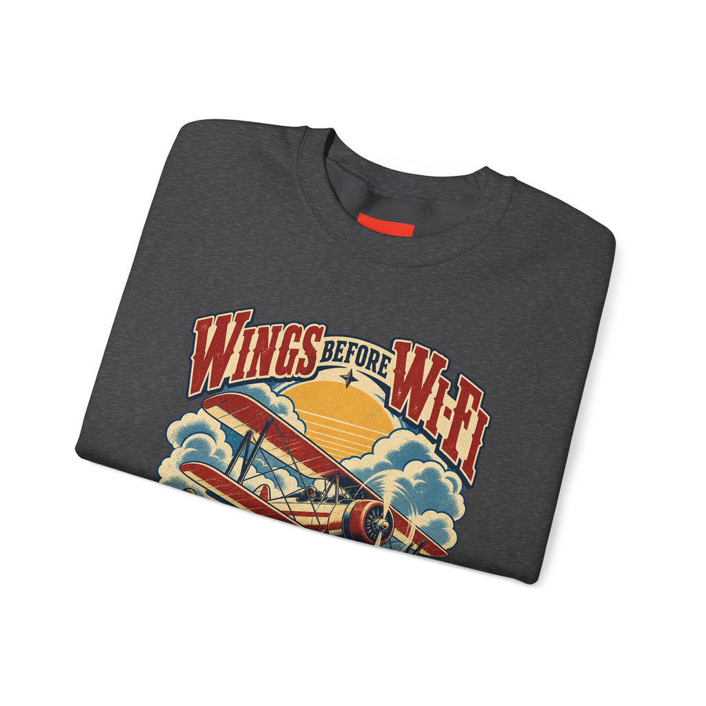 Wings Before Wi-Fi Funny Aviation Sweatshirt