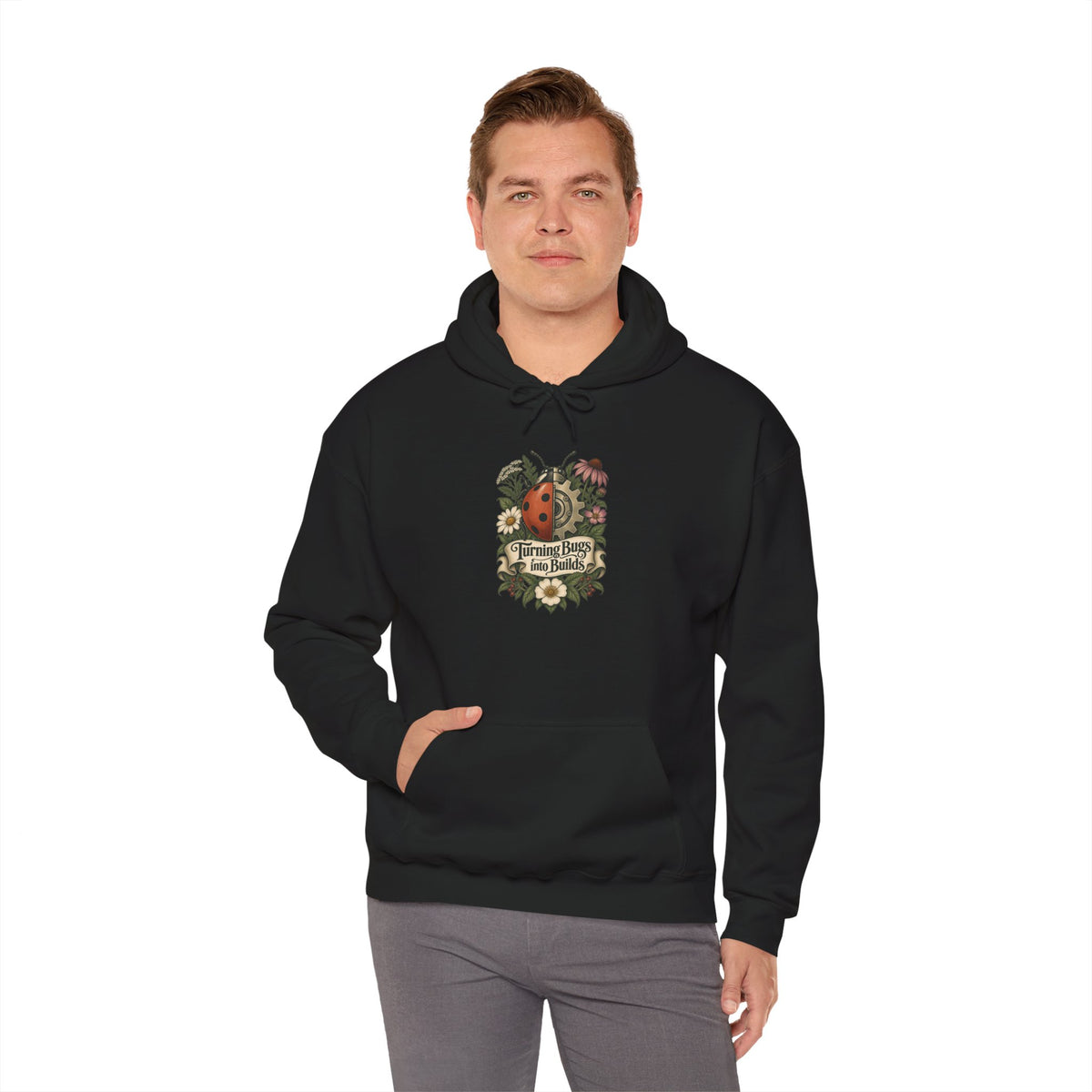 Turning Bugs into Builds Funny Programmer Hoodie