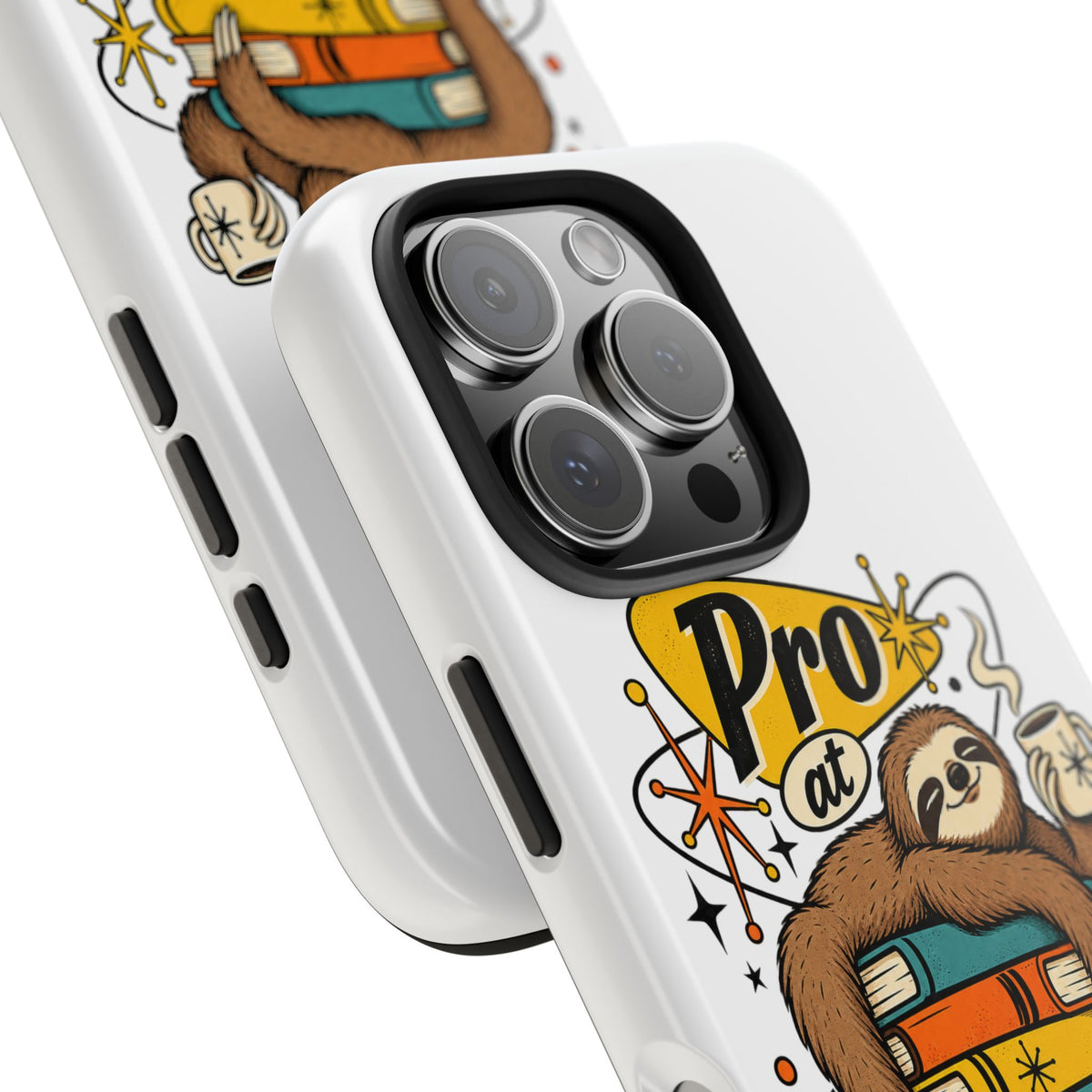 Productive Procrastination Tough Phone Case — Sloth on Books "Pro at Productive Procrastination"