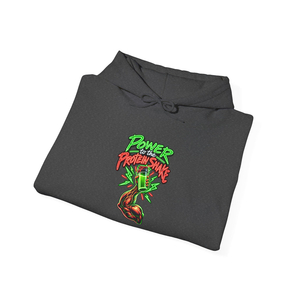 Power to the Protein Shake Funny Fitness Hoodie