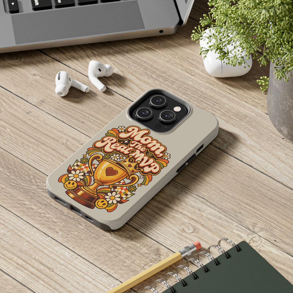 Phone Case — "Mom The Real MVP" Retro Trophy Design