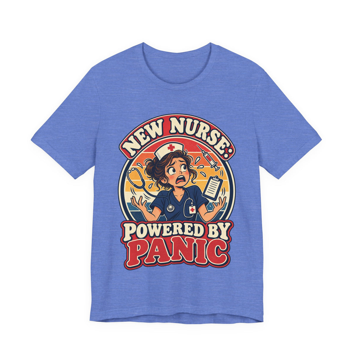 New Nurse: Powered by Panic Funny Nurse Humor T-Shirt