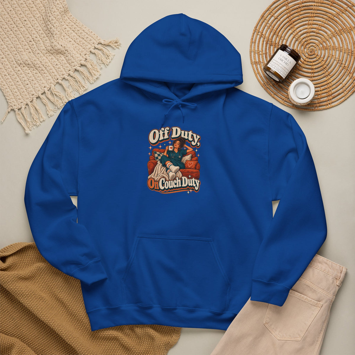 Off Duty, On Couch Duty Funny Nurse Hoodie