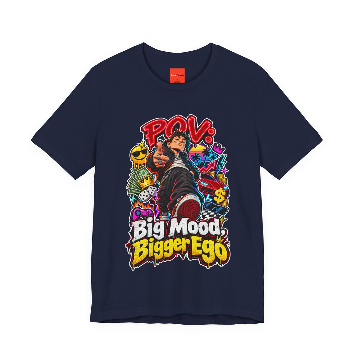 Big Mood, Bigger Ego Funny 80s Neon T-Shirt