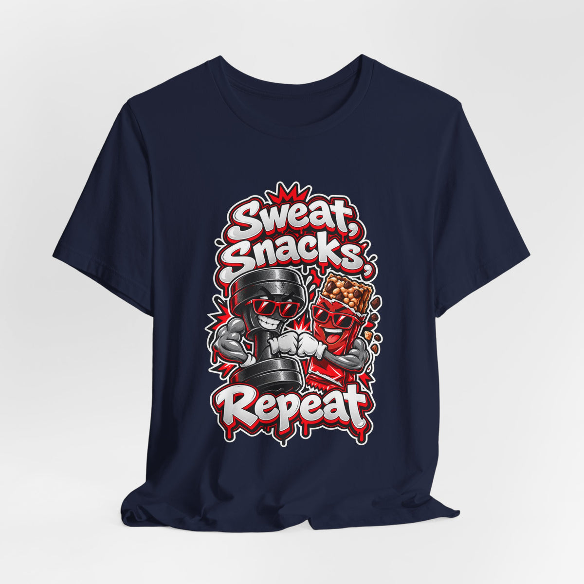 Sweat, Snacks, Repeat Funny Fitness T-Shirt