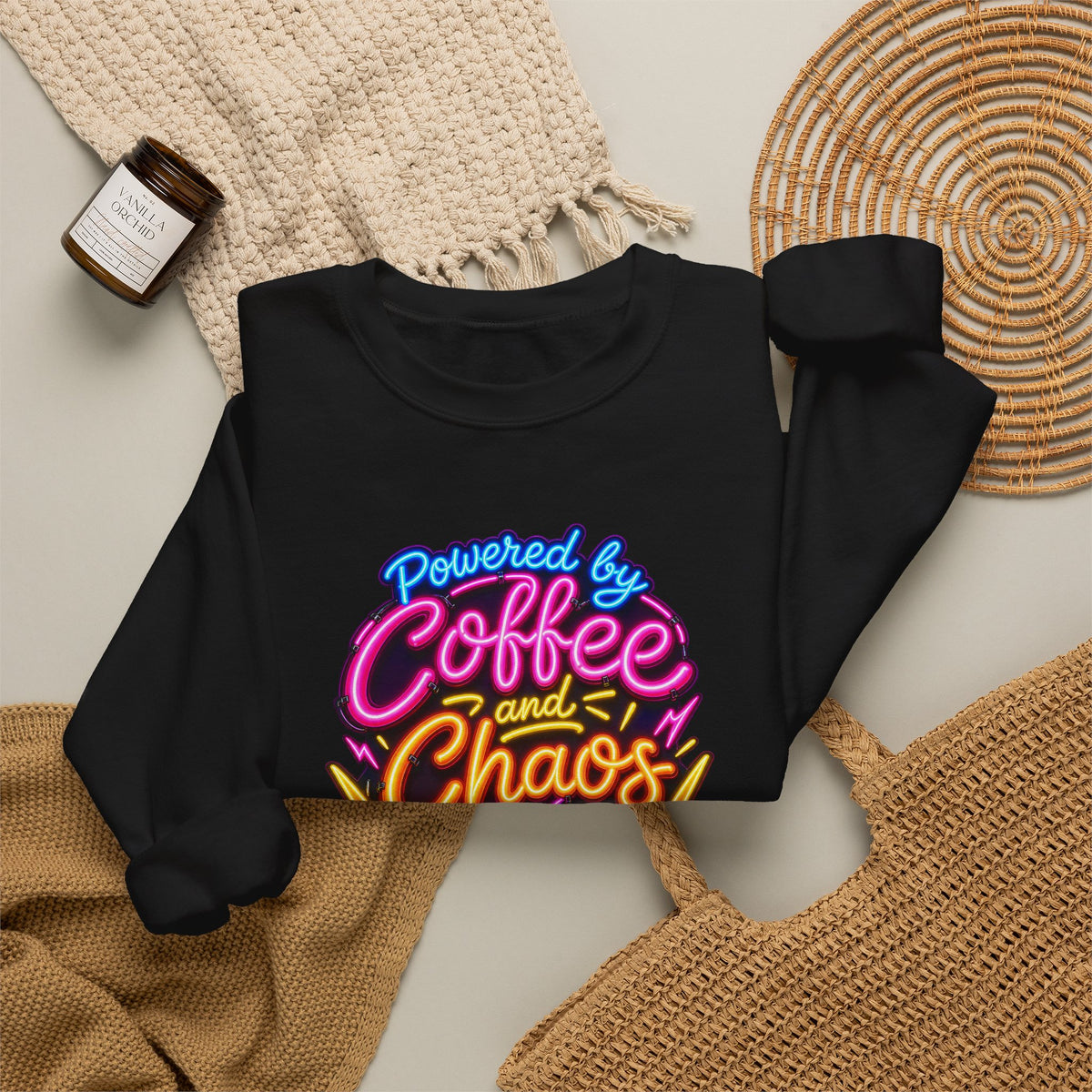 Powered by Coffee and Chaos Funny Nurse Sweatshirt