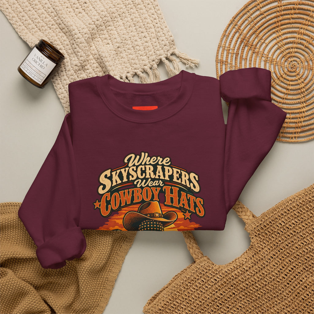 Where Skyscrapers Wear Cowboy Hats Funny Texan Humor Sweatshirt