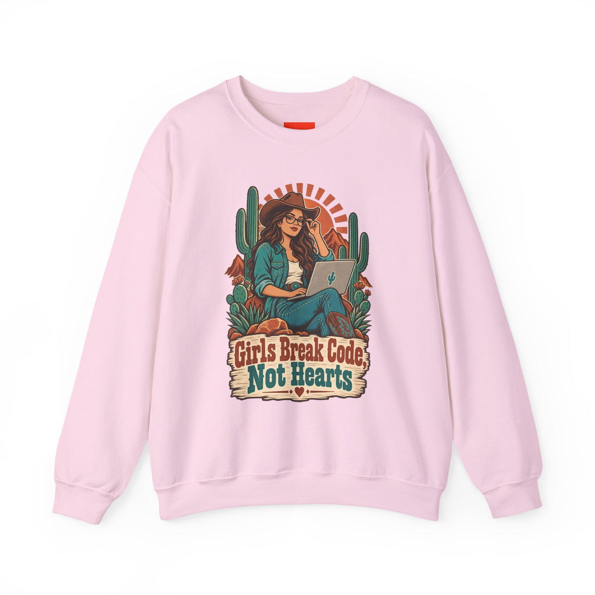 Girls Break Code, Not Hearts Funny Programmer Sweatshirt