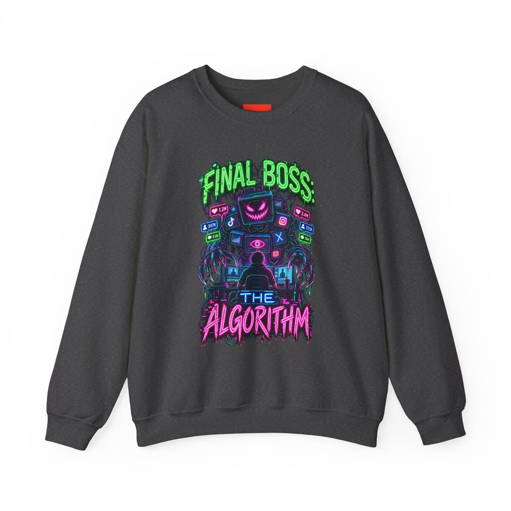 FINAL BOSS: THE ALGORITHM Funny 80s Neon Sweatshirt