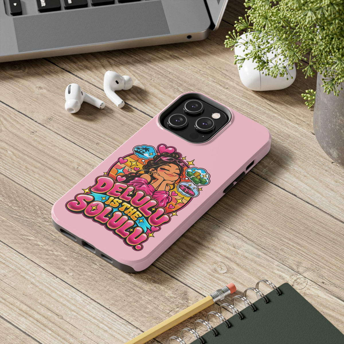 Delulu Is the Solulu Pink Tough Phone Case — Kawaii Cute Protective Case