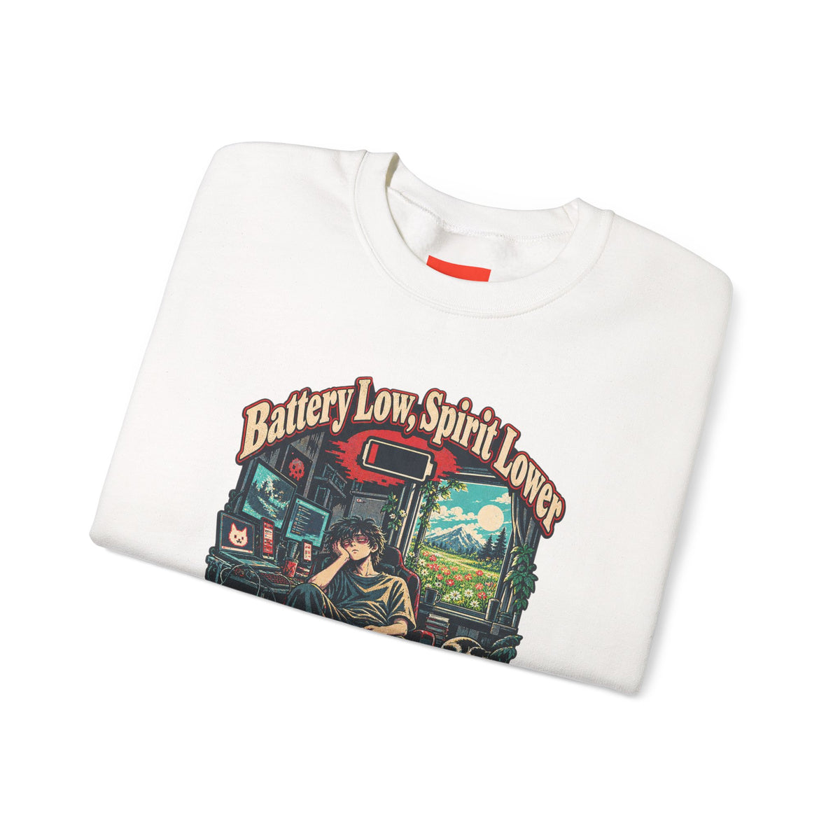 Battery Low, Spirit Lower Funny Self-Deprecating Sweatshirt