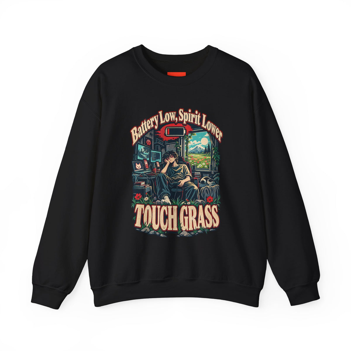 Battery Low, Spirit Lower Funny Self-Deprecating Sweatshirt