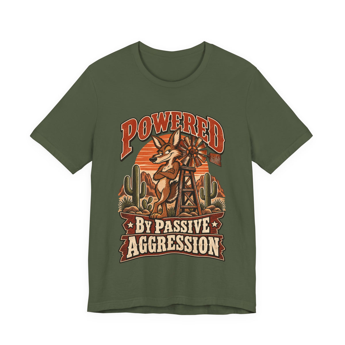 Powered By Passive Aggression Funny Western Ranch T-Shirt