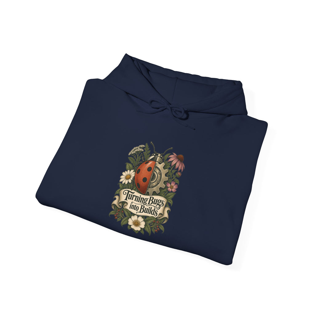 Turning Bugs into Builds Funny Programmer Hoodie