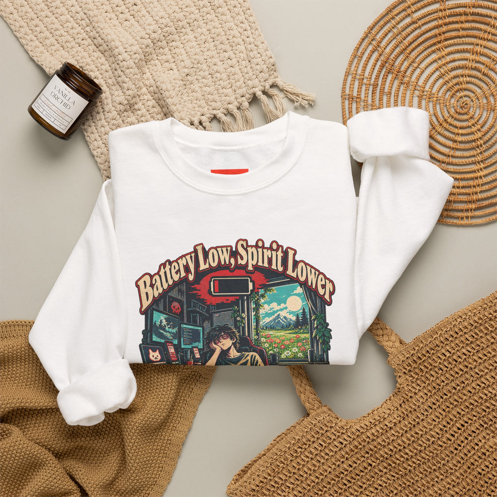 Battery Low, Spirit Lower Funny Self-Deprecating Sweatshirt