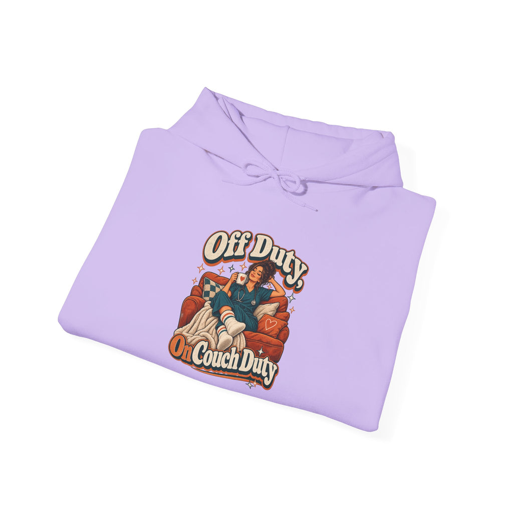 Off Duty, On Couch Duty Funny Nurse Hoodie