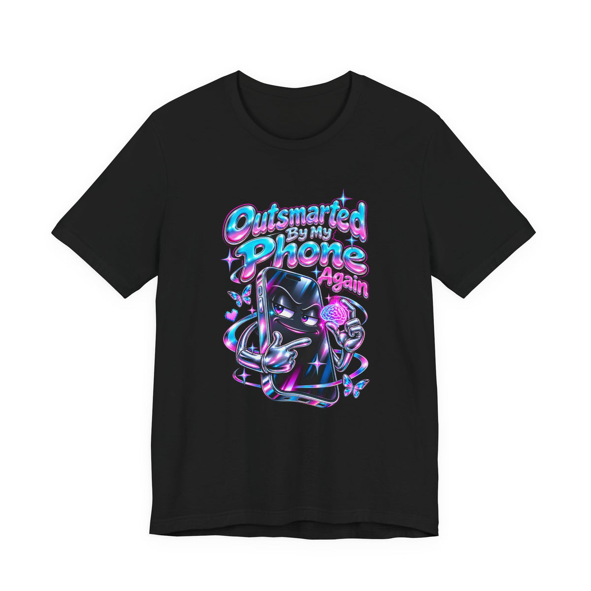 Outsmarted By My Phone Again Funny Tech T-Shirt