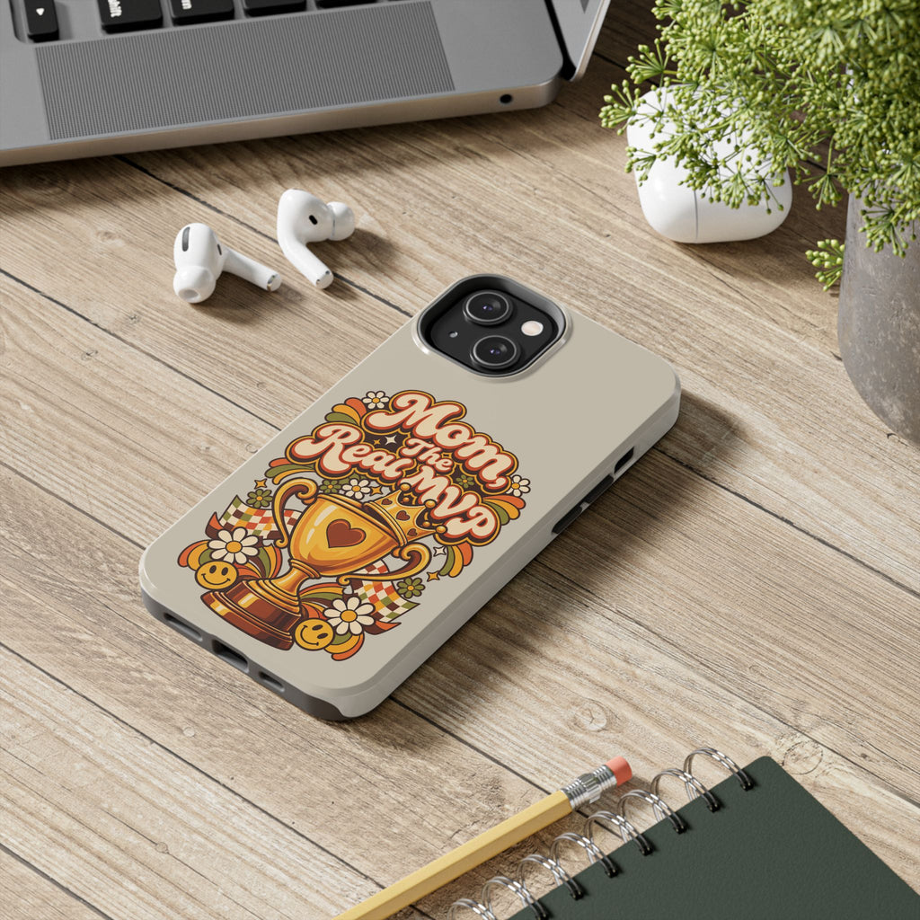 Phone Case — "Mom The Real MVP" Retro Trophy Design