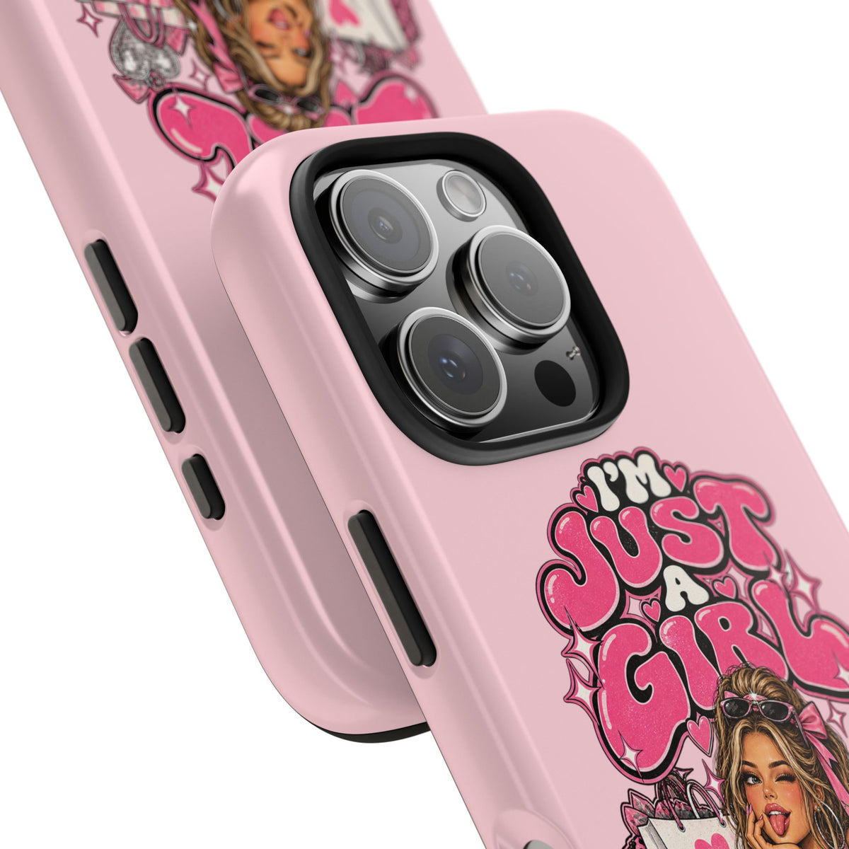 Pink "I'm Just a Girl" Tough Phone Case — Cute Girl Aesthetic Protective iPhone Cover