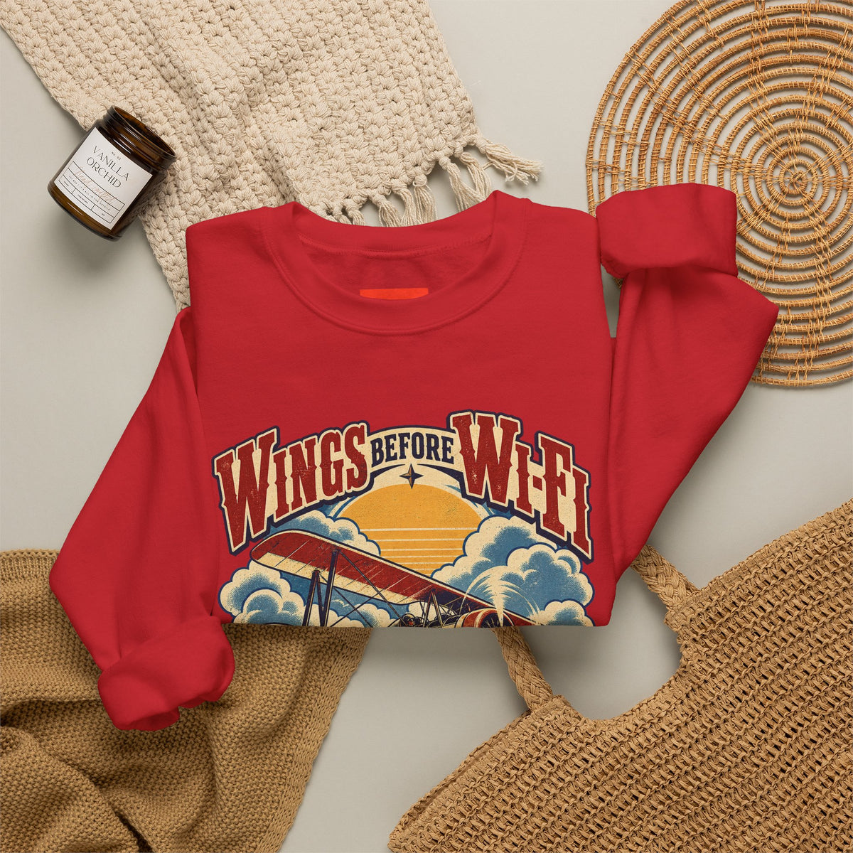 Wings Before Wi-Fi Funny Aviation Sweatshirt
