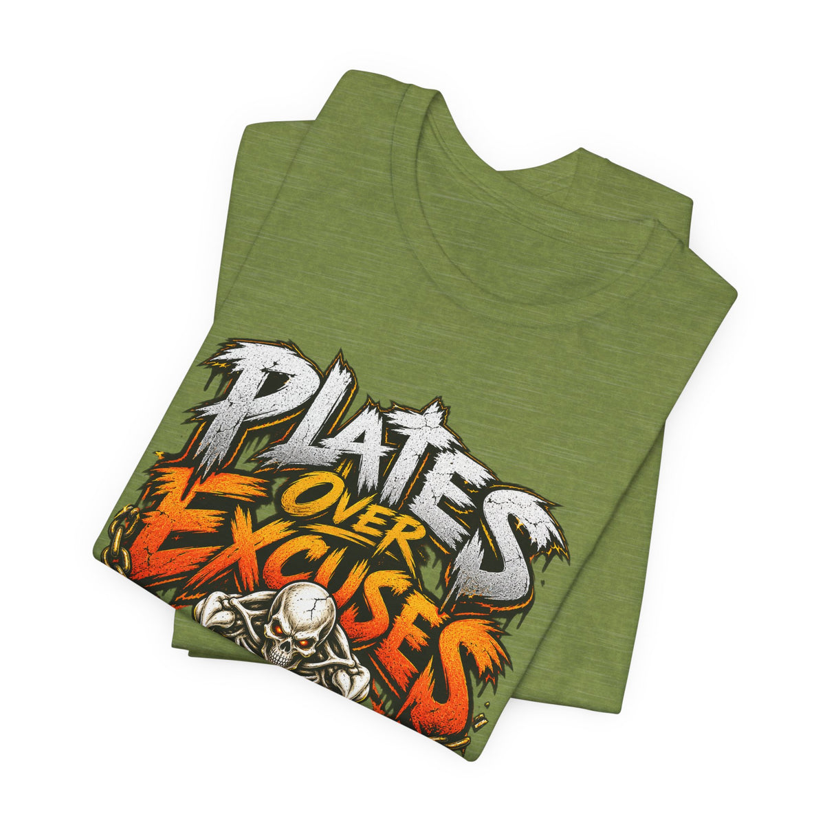 Plates Over Excuses Funny Weightlifting T-Shirt