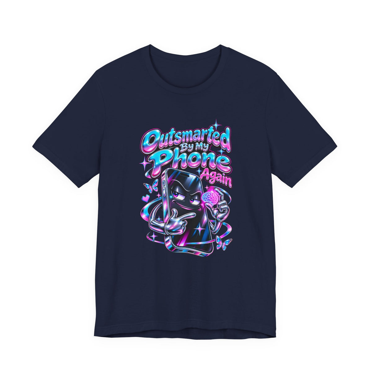 Outsmarted By My Phone Again Funny Tech T-Shirt