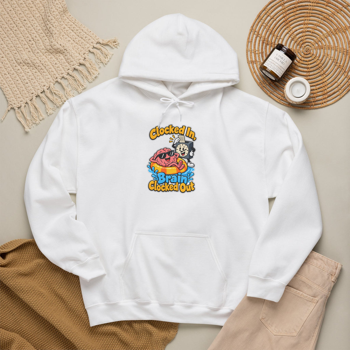 Clocked In, Brain Clocked Out Funny Nurse Hoodie