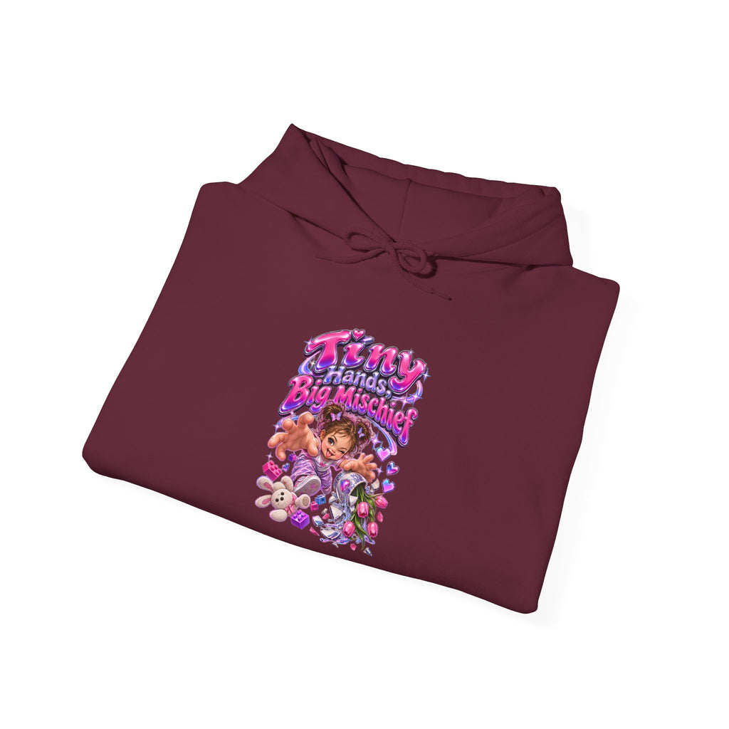 Tiny Hands, Big Mischief Funny Parent Humor Hoodie