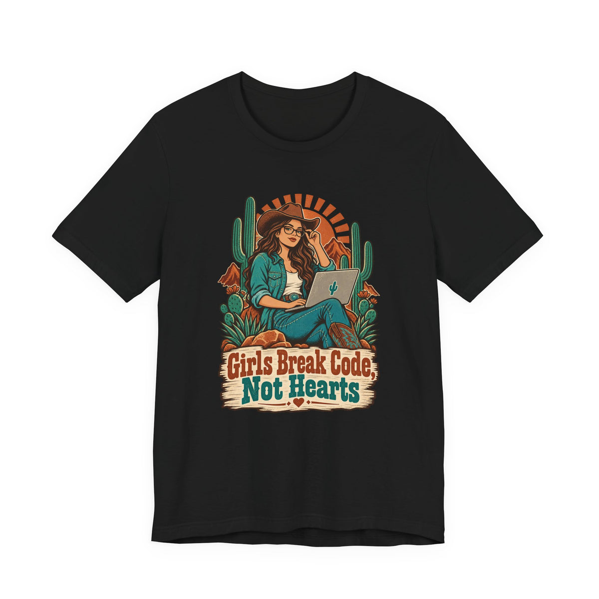 Girls Break Code, Not Hearts Funny Programmer T-Shirt