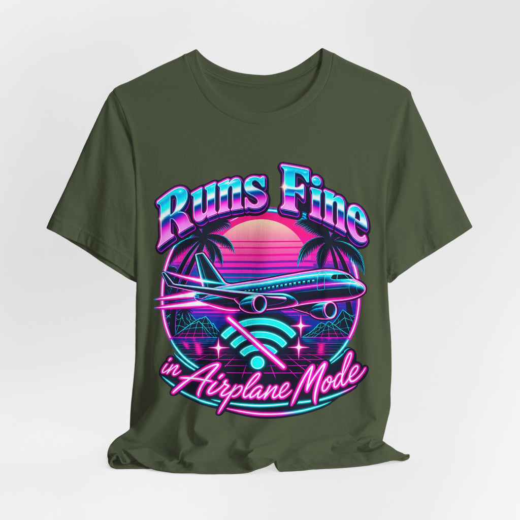 Runs Fine in Airplane Mode Funny Programmer T-Shirt