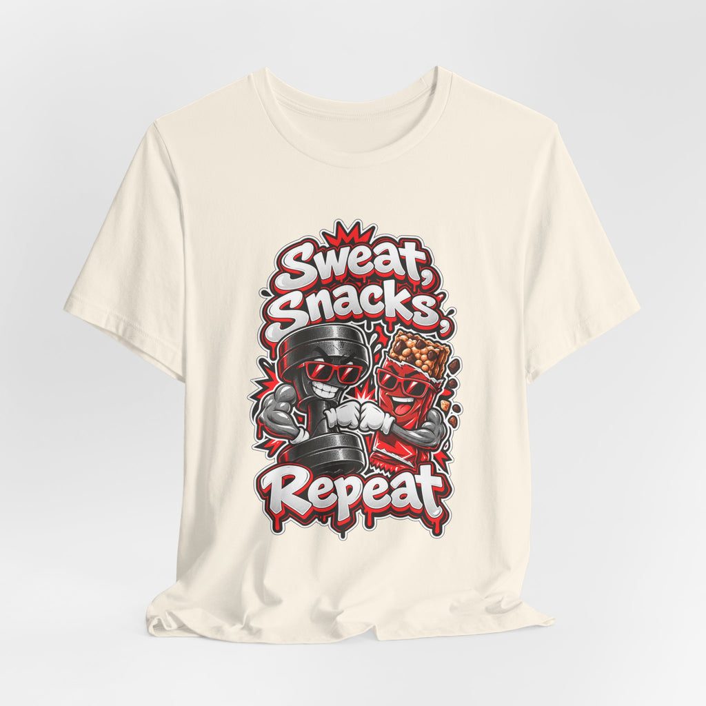 Sweat, Snacks, Repeat Funny Fitness T-Shirt