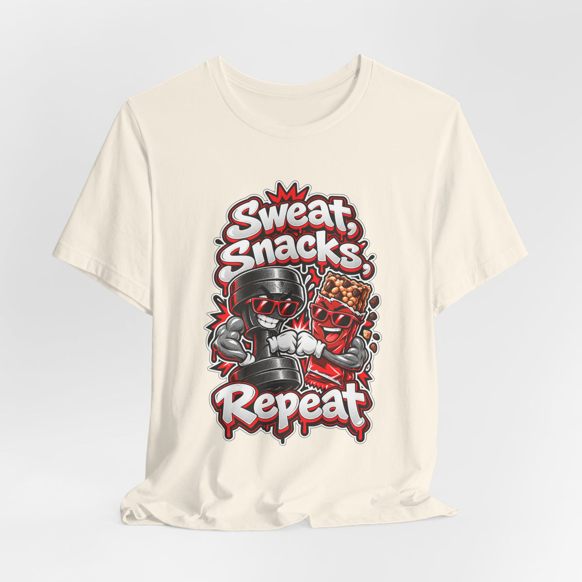 Sweat, Snacks, Repeat Funny Fitness T-Shirt