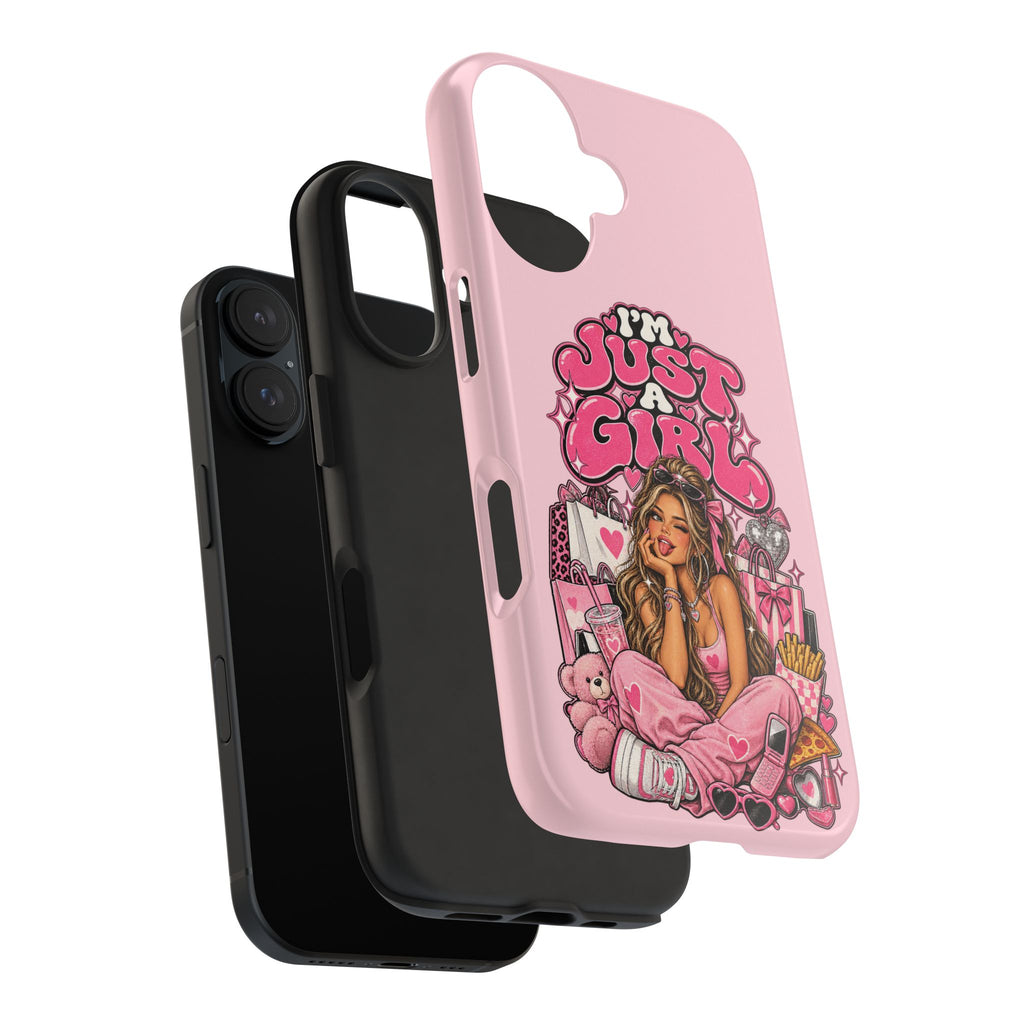 Pink "I'm Just a Girl" Tough Phone Case — Cute Girl Aesthetic Protective iPhone Cover