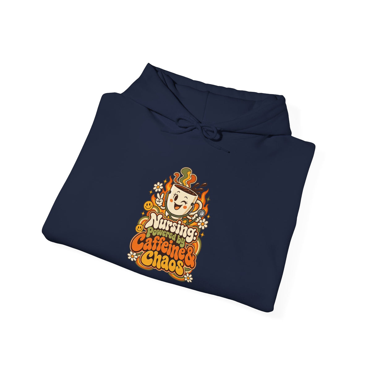 Nursing: Powered by Caffeine & Chaos Funny Nurse Hoodie