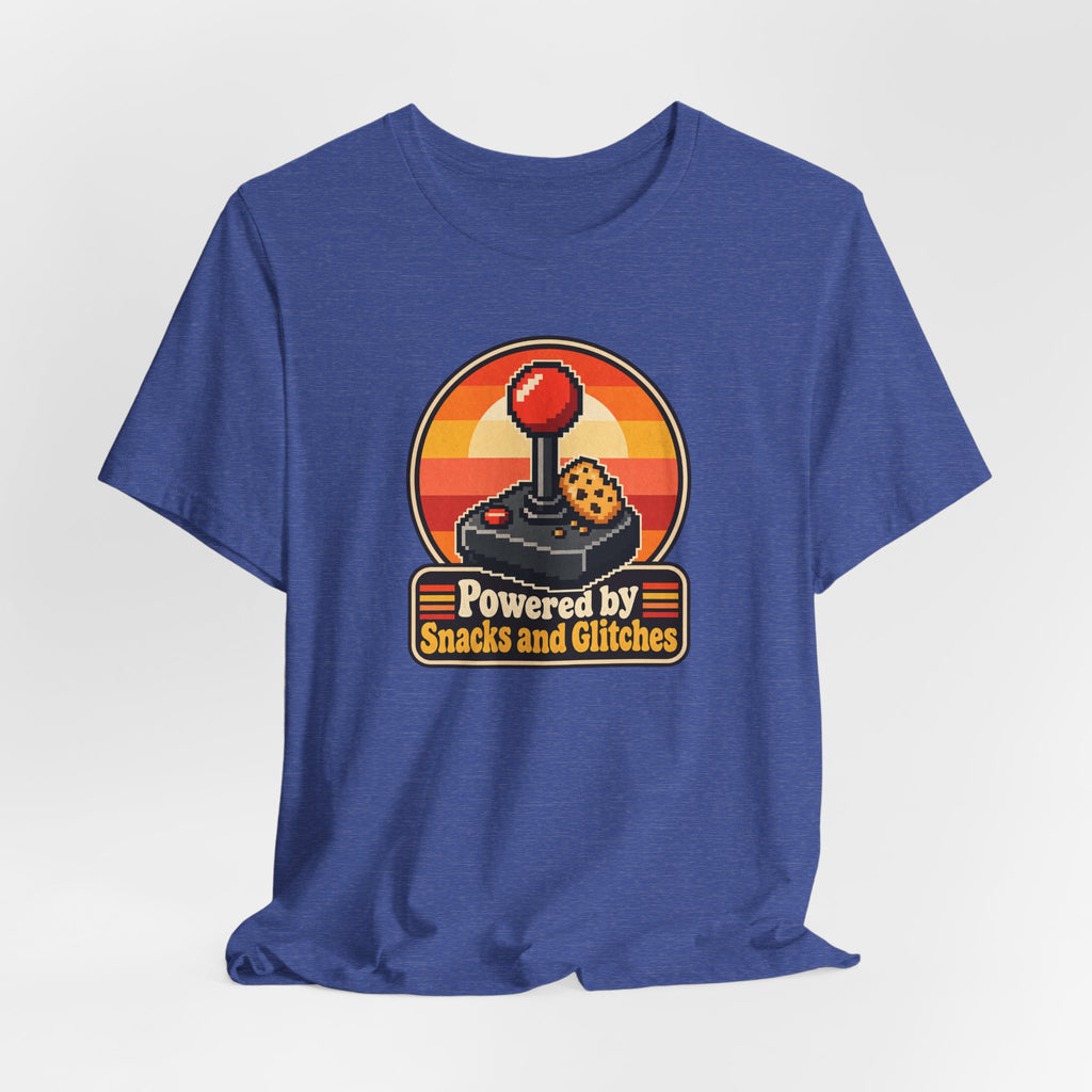 Powered by Snacks and Glitches Funny Gamer T-Shirt