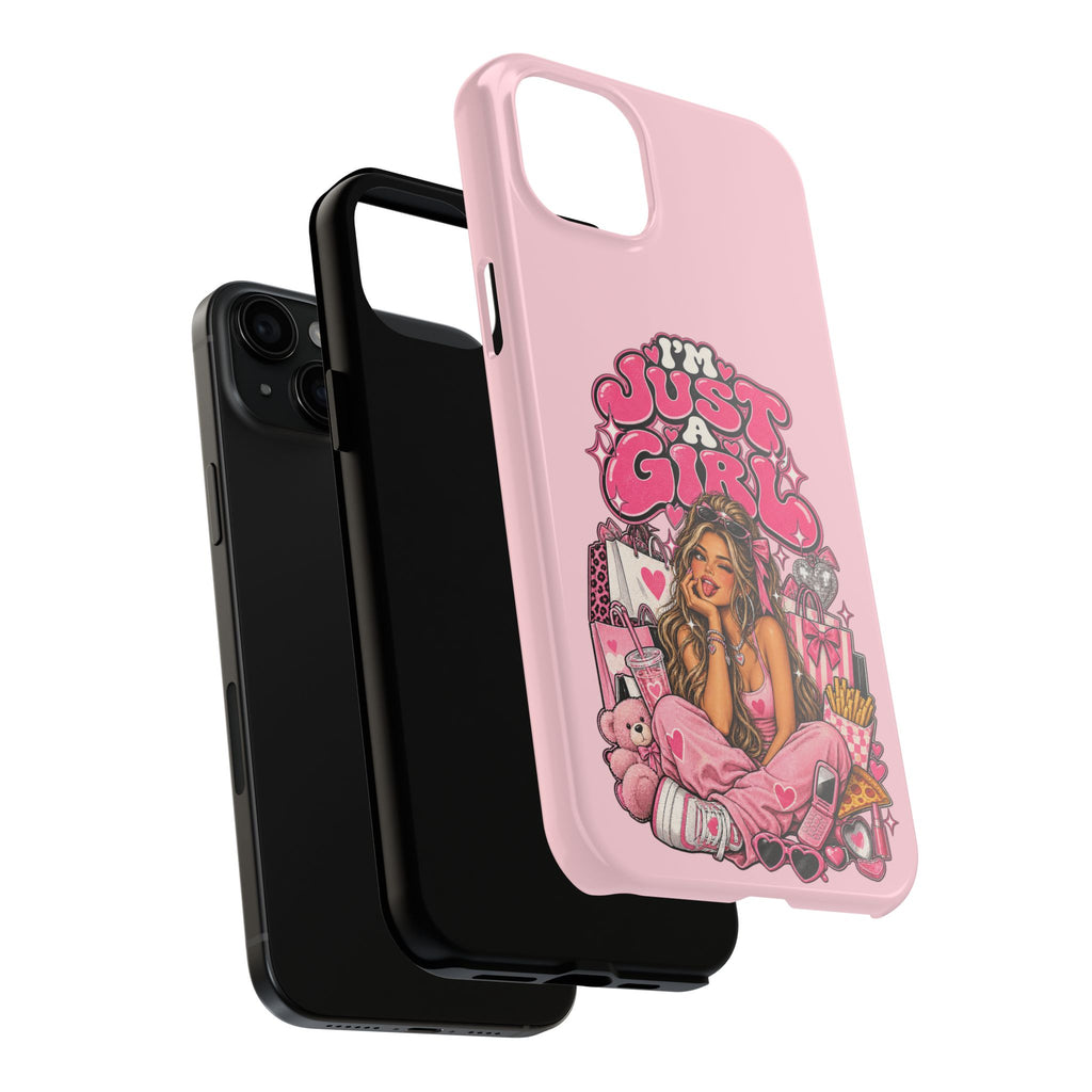 Pink "I'm Just a Girl" Tough Phone Case — Cute Girl Aesthetic Protective iPhone Cover
