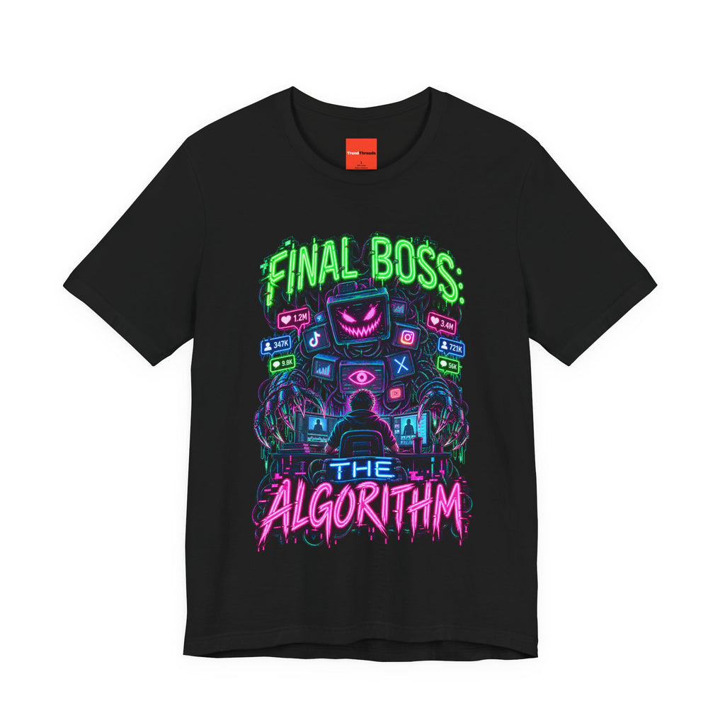 FINAL BOSS: THE ALGORITHM Funny 80s Neon T-Shirt