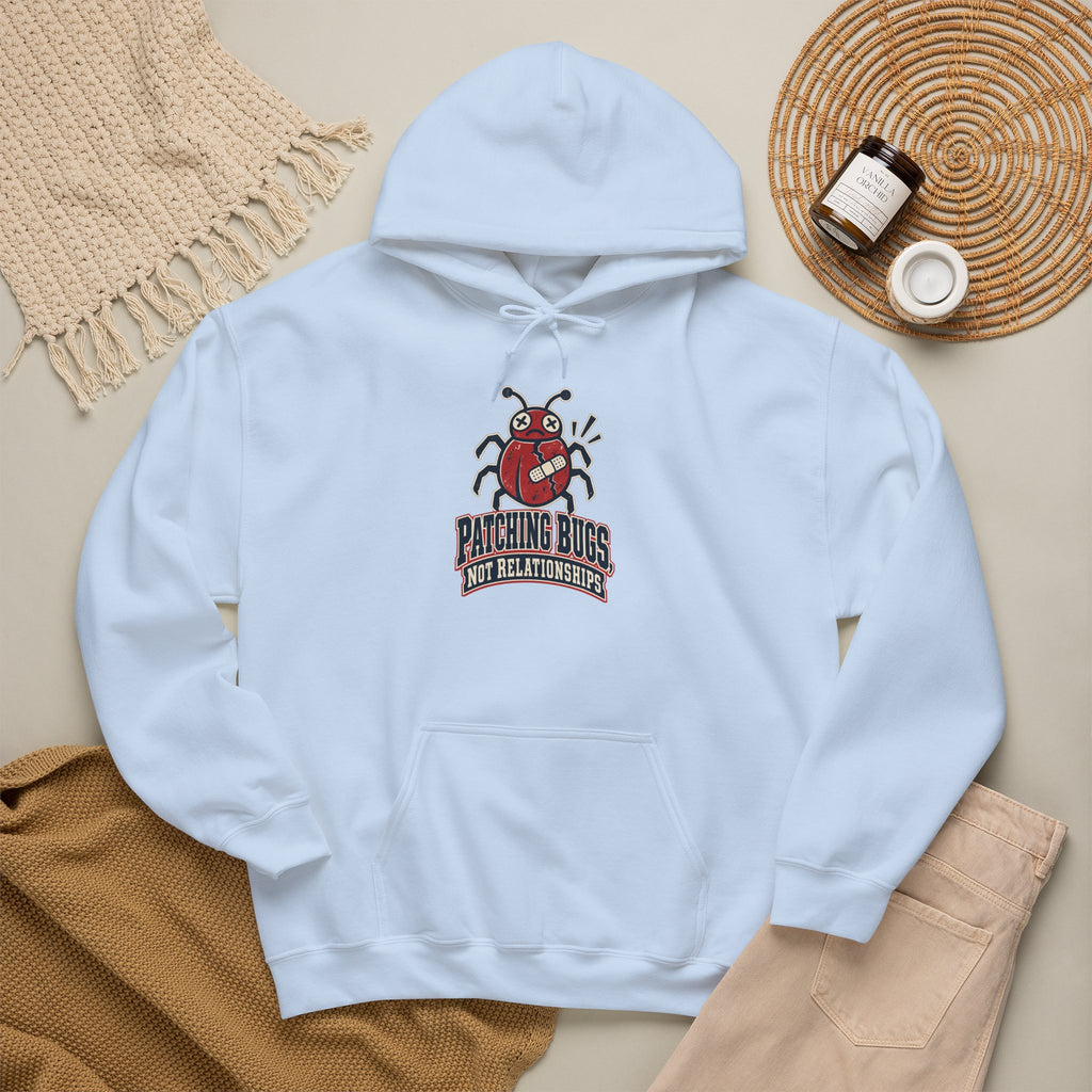 Patching Bugs, Not Relationships Funny Programmer Hoodie