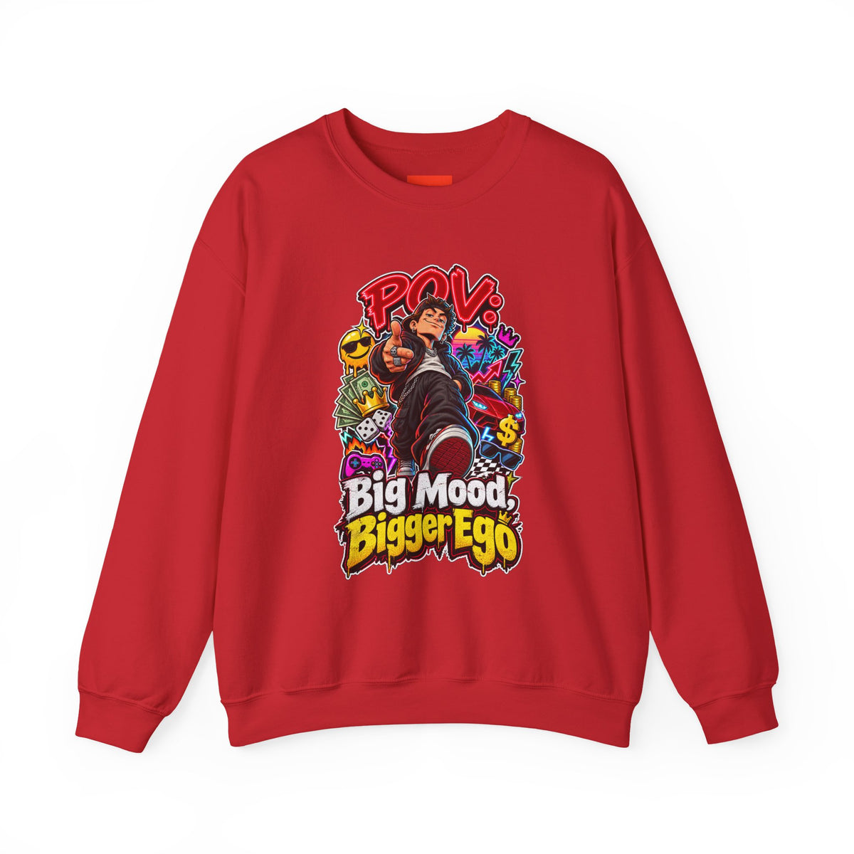 Big Mood, Bigger Ego Funny 80s Neon Sweatshirt