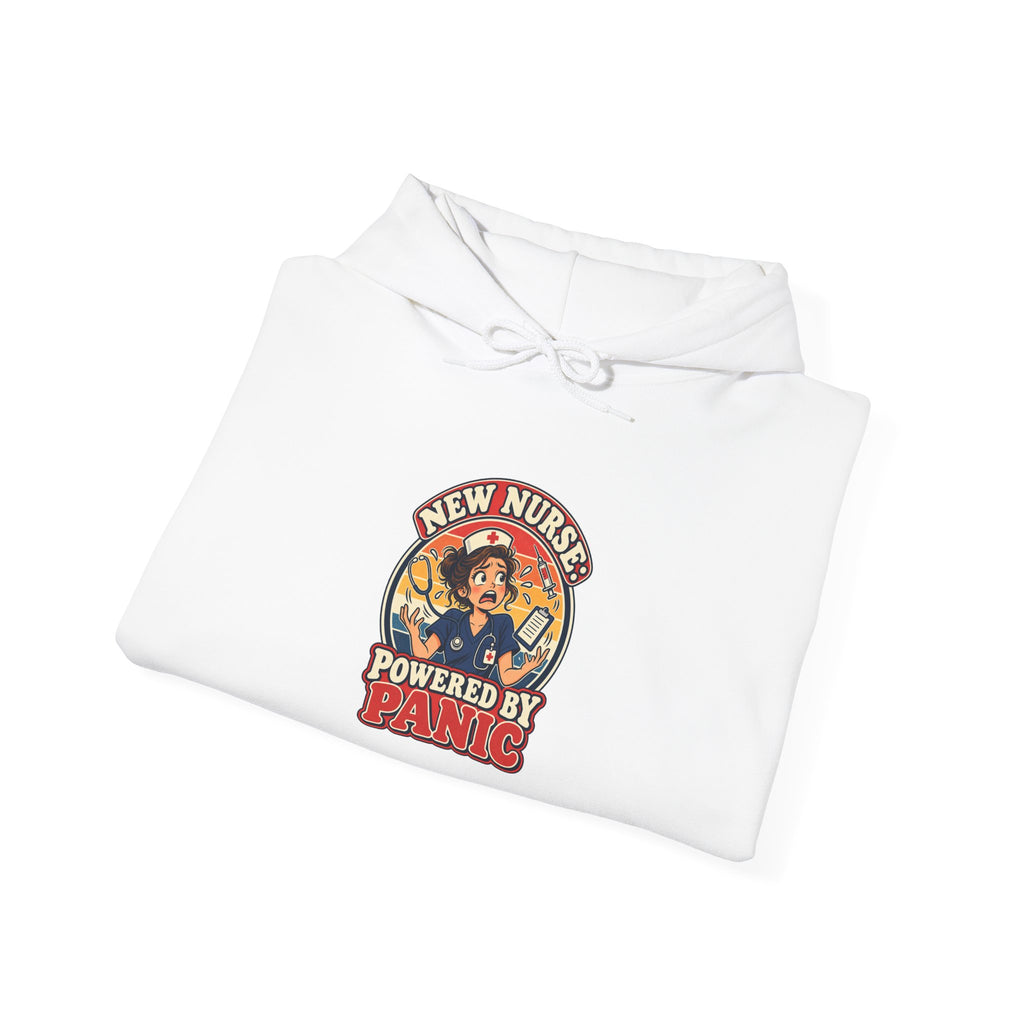 New Nurse: Powered by Panic Funny Nurse Humor Hoodie
