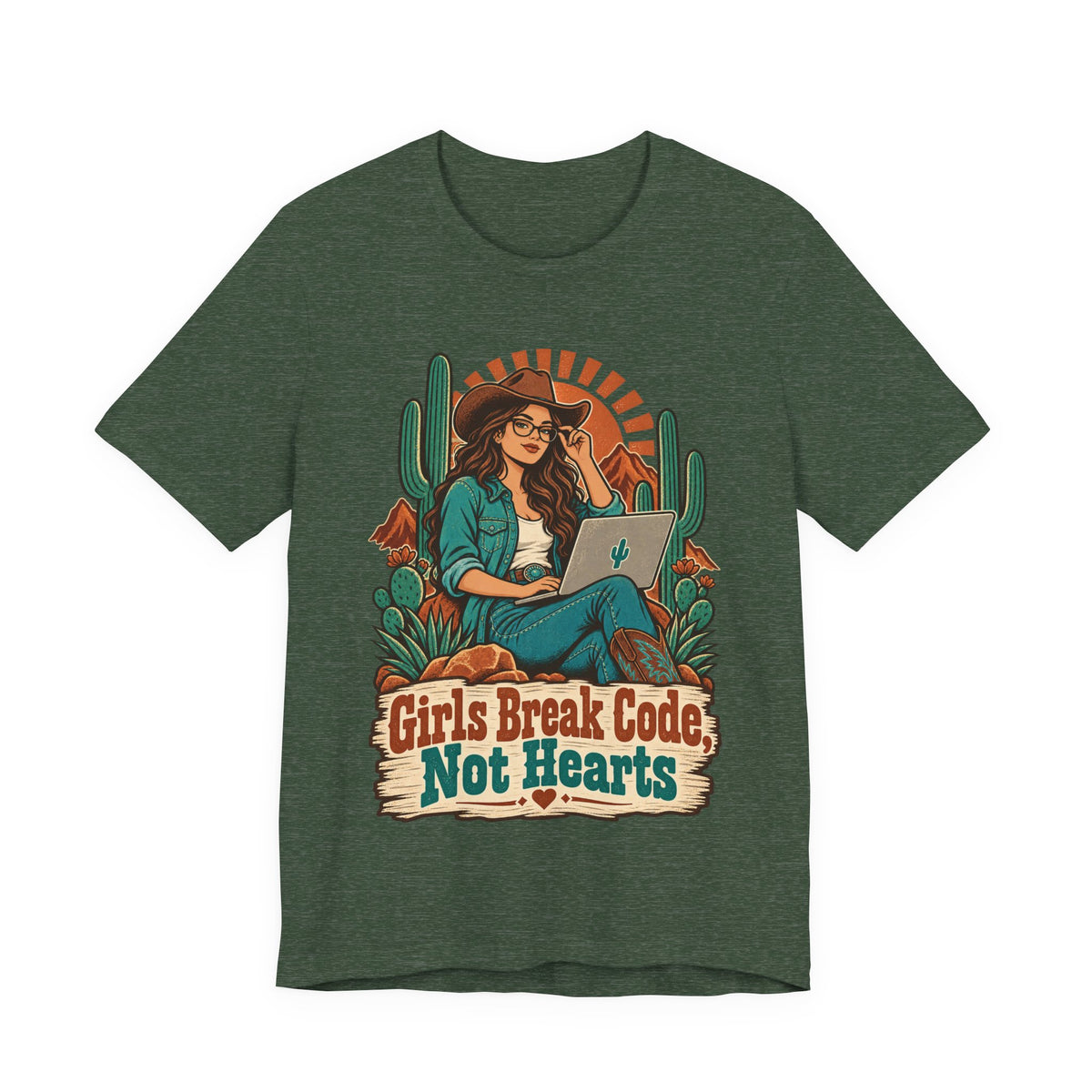 Girls Break Code, Not Hearts Funny Programmer T-Shirt