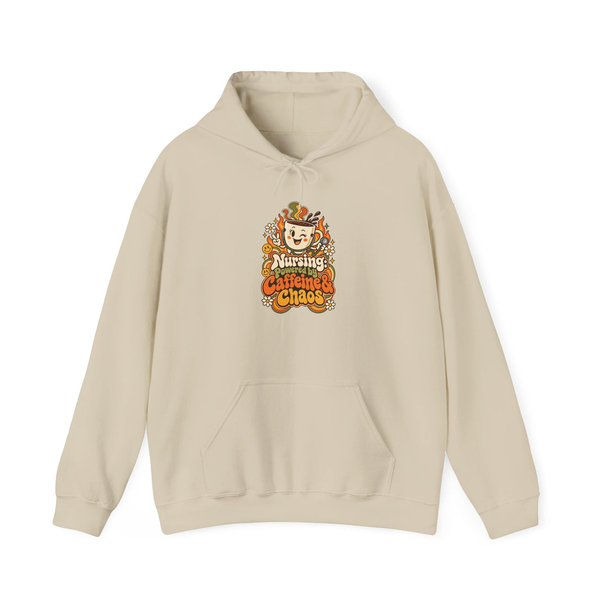 Nursing: Powered by Caffeine & Chaos Funny Nurse Hoodie