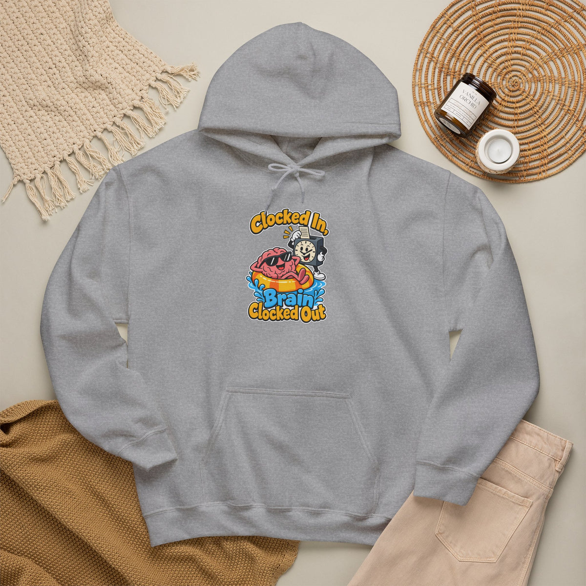 Clocked In, Brain Clocked Out Funny Nurse Hoodie