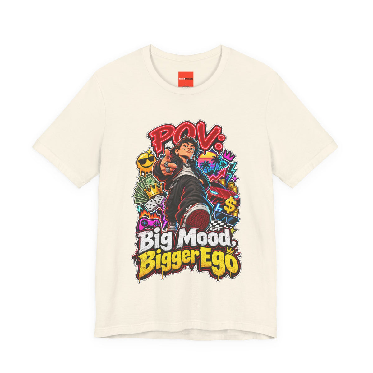 Big Mood, Bigger Ego Funny 80s Neon T-Shirt